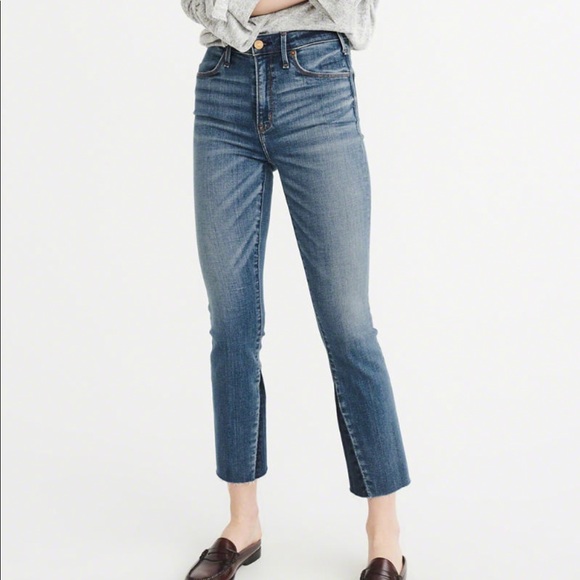 abercrombie high rise ankle flare jeans